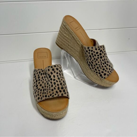 Dolce Vita Bela Leopard Spotted Wedge Sandals Size 8 - Picture 2 of 11